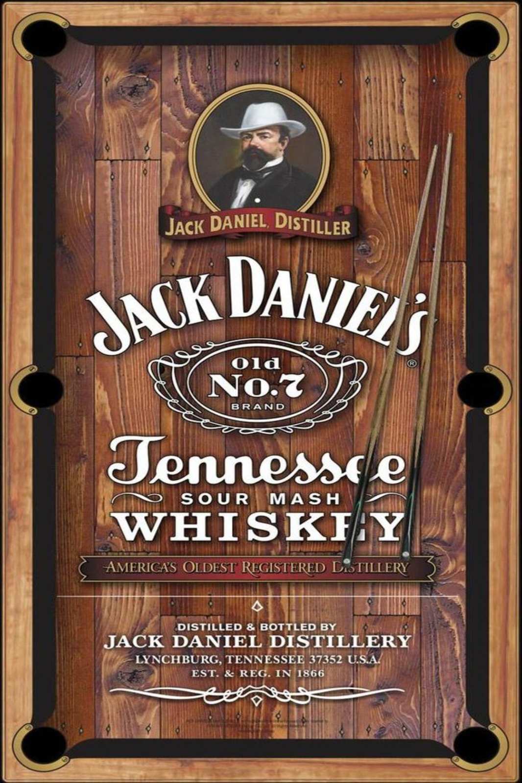 Jack Daniel's Tennessee Whiskey Pool Table Wall Art
