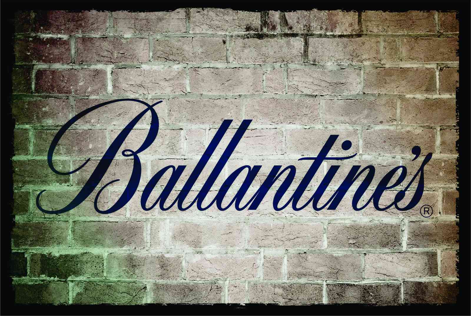Vintage Ballantine's Logo Brick Wall Wall Art
