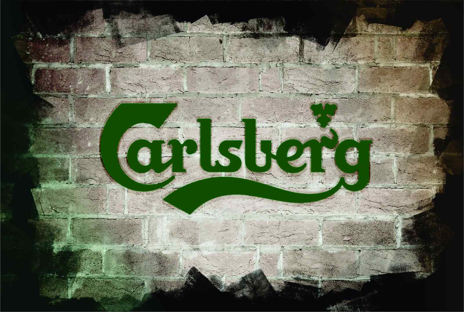 Retro Carlsberg Logo Brick Wall Wall Art