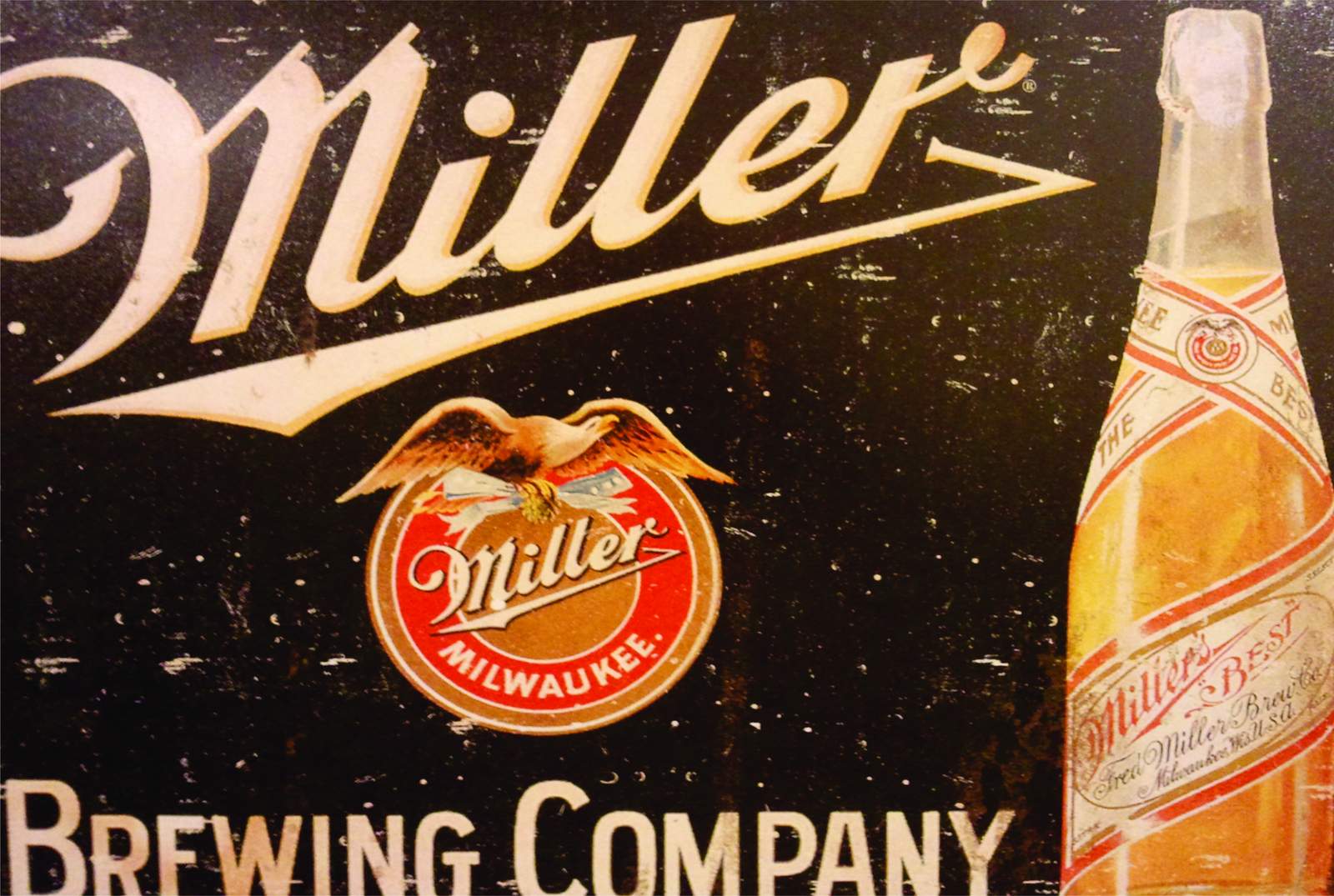 Vintage Miller Brewing Co. Eagle Bottle Wall Art