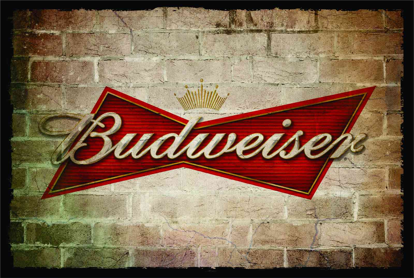 Vintage Budweiser Logo Brick Wall Wall Art