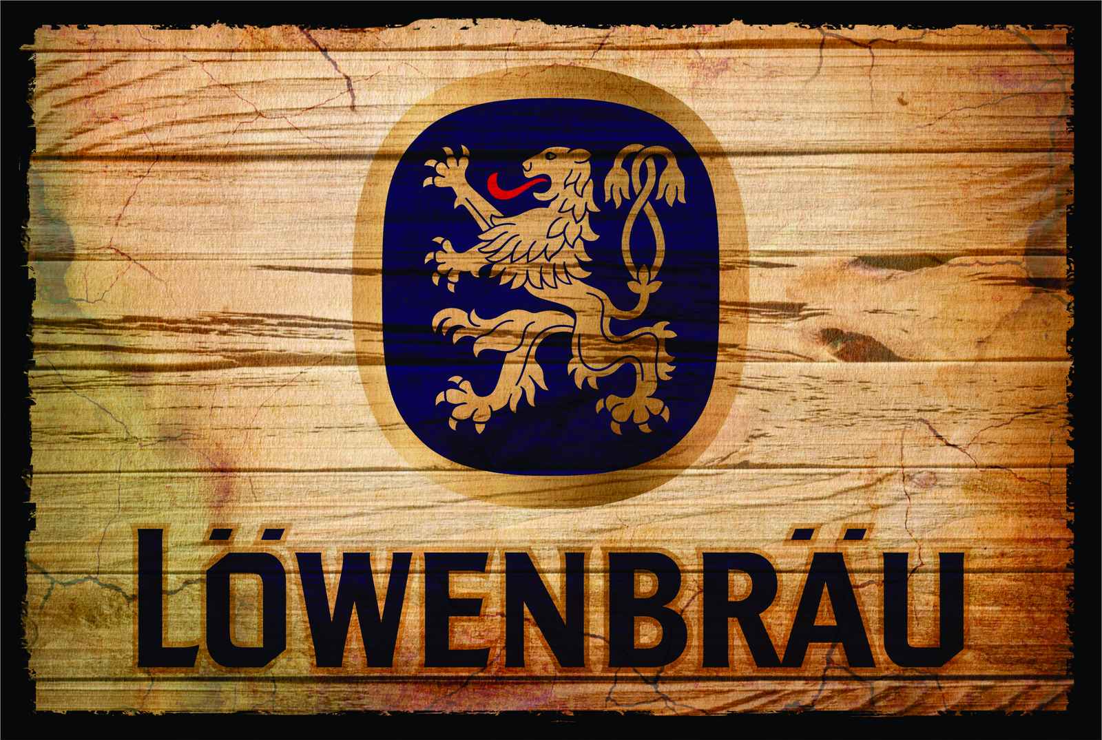 Vintage Löwenbräu Lion Wooden Wall Art