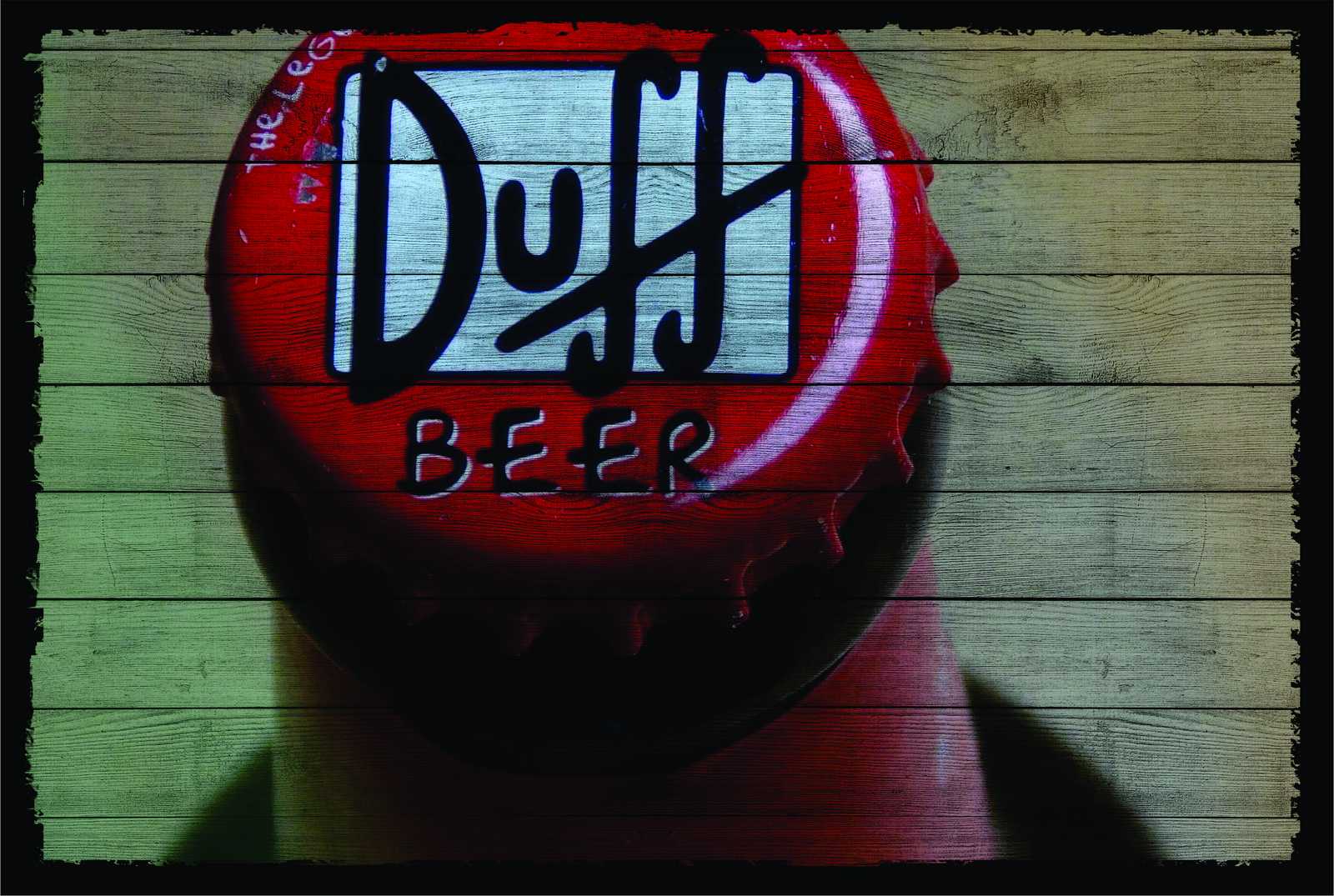 Retro Duff Beer Cap Wood Plank Wall Art