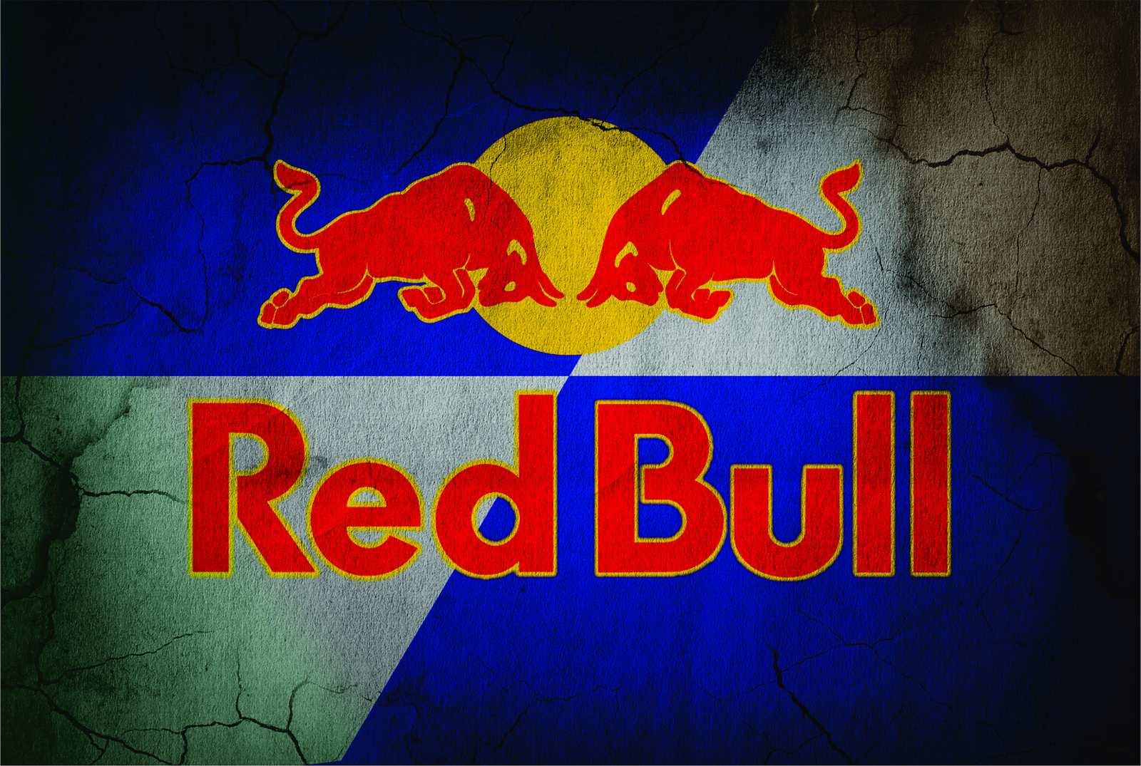 Red Bull Logo Cracked Texture Wall Art