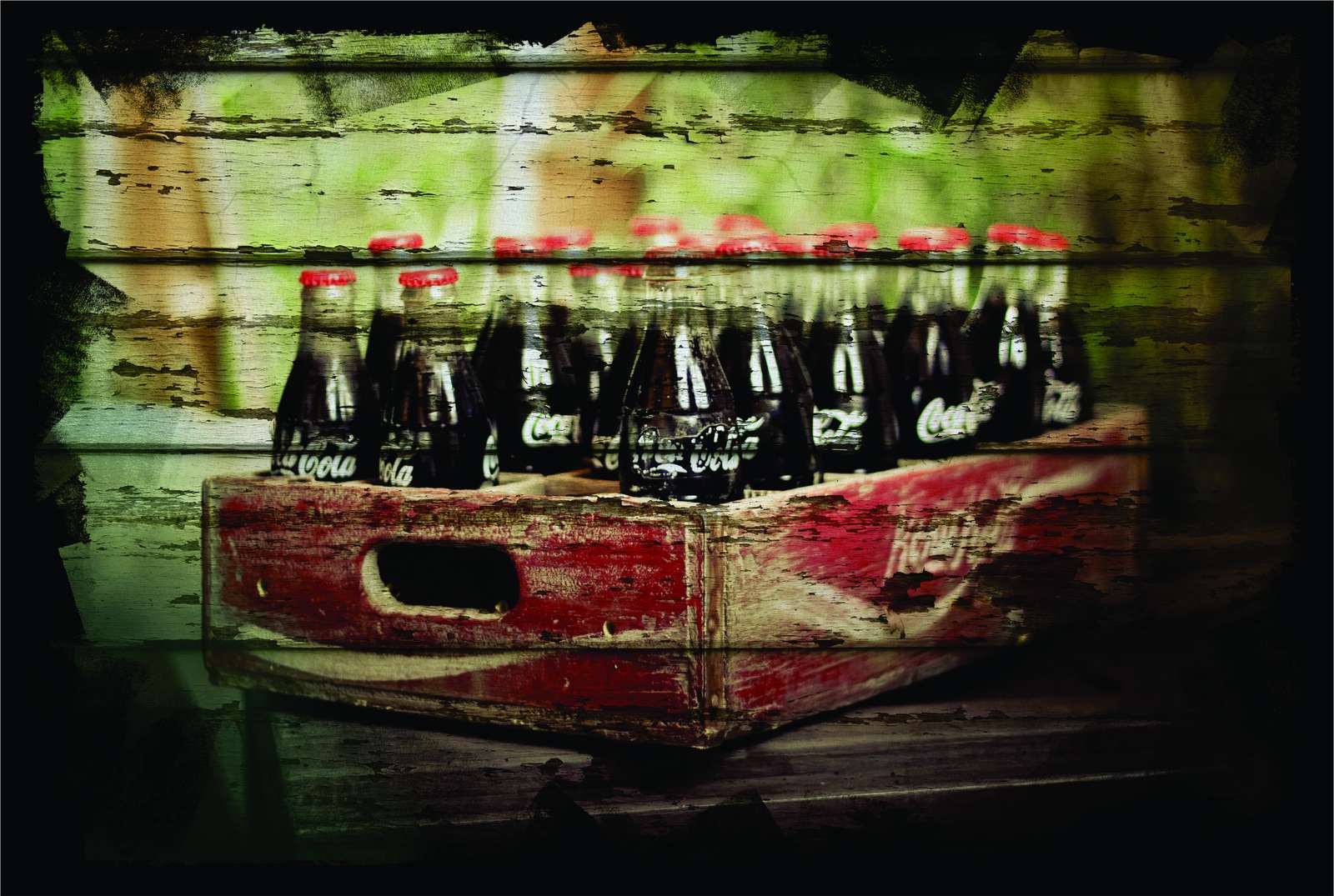 Vintage Coca-Cola Crate Bottles Wall Art