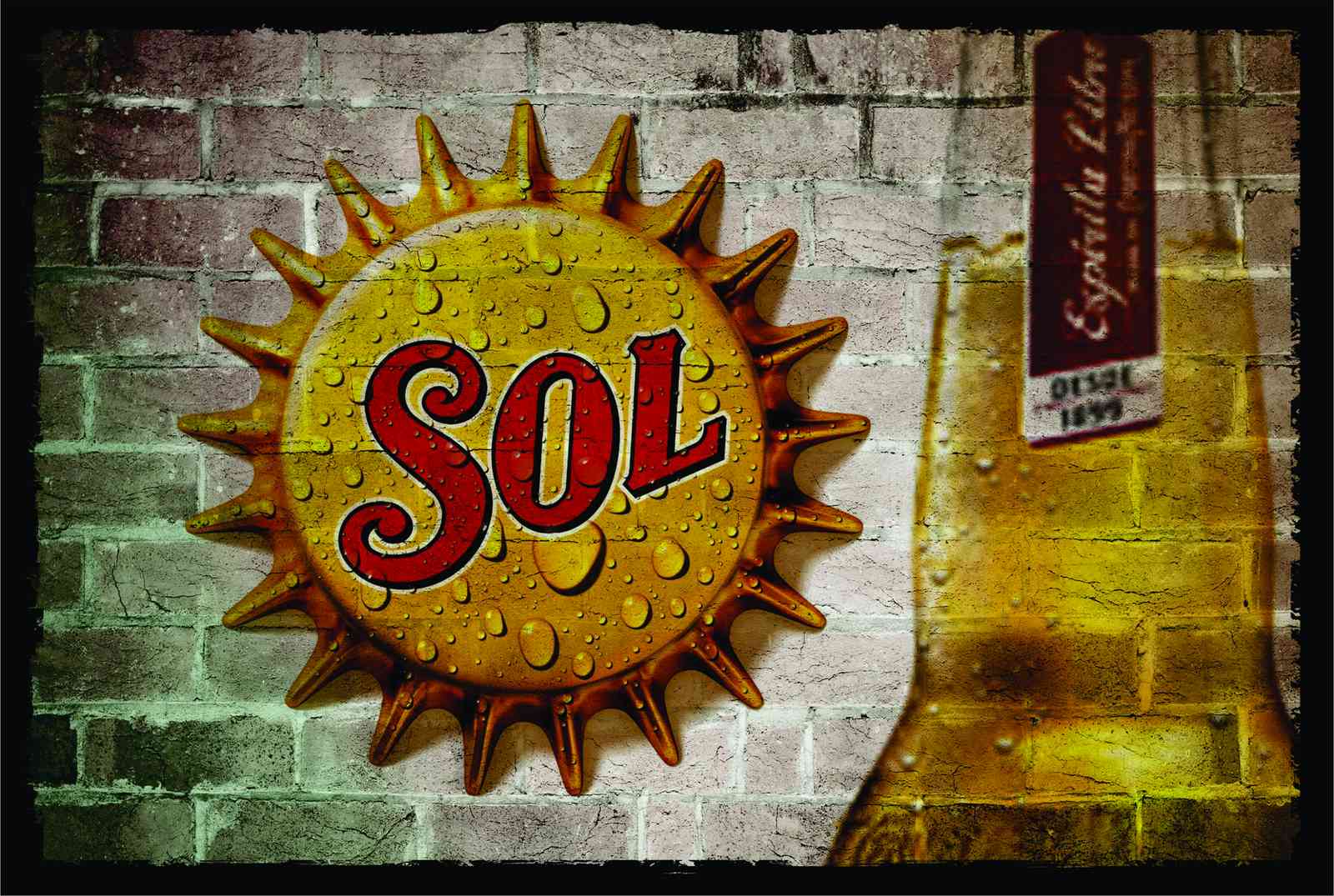 Sol Beer Sun Retro Bottle Wall Art