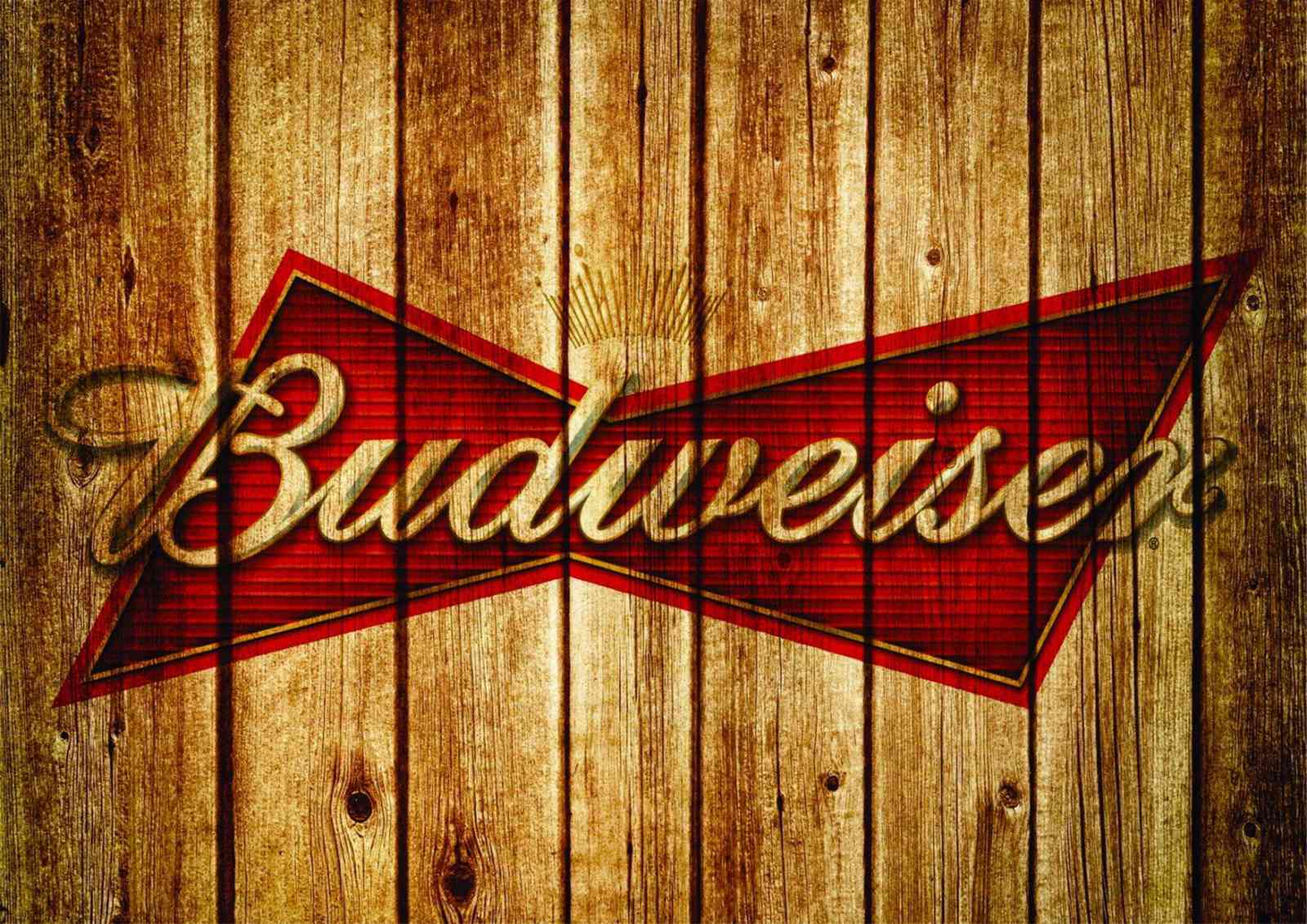 Vintage Budweiser Logo Wood Texture Wall Art