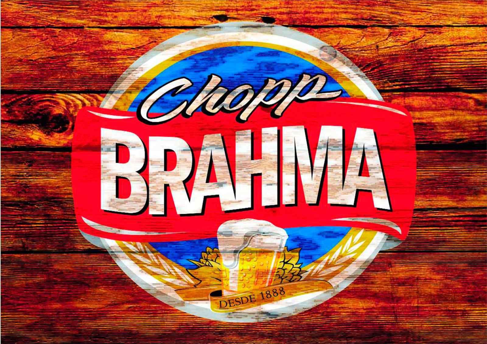 Vintage Brahma Chopp Wood Style Wall Art