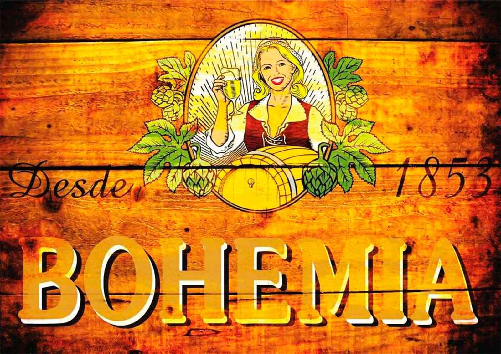 Vintage Bohemia Beer Lady Wall Art