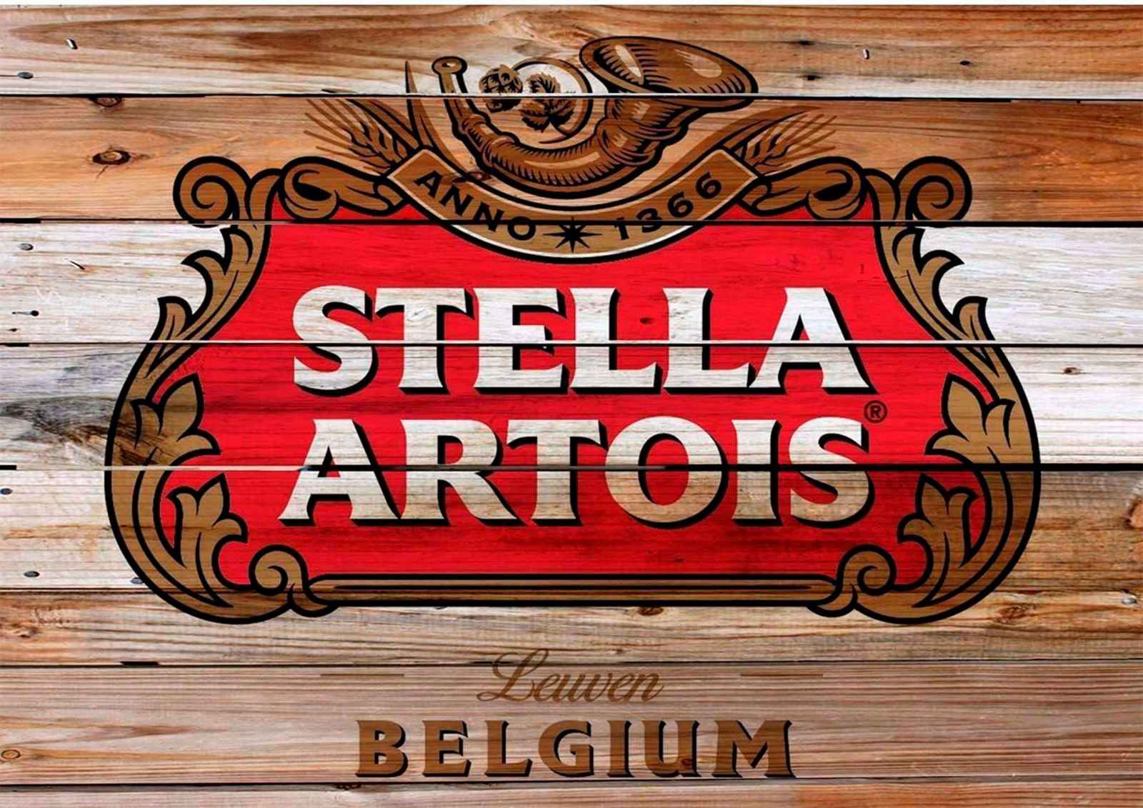 Vintage Stella Artois Wood Panel Wall Art