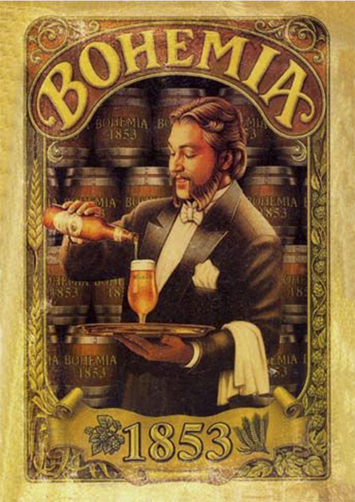 Vintage Beer Serving Scene Bohemia Wall Art