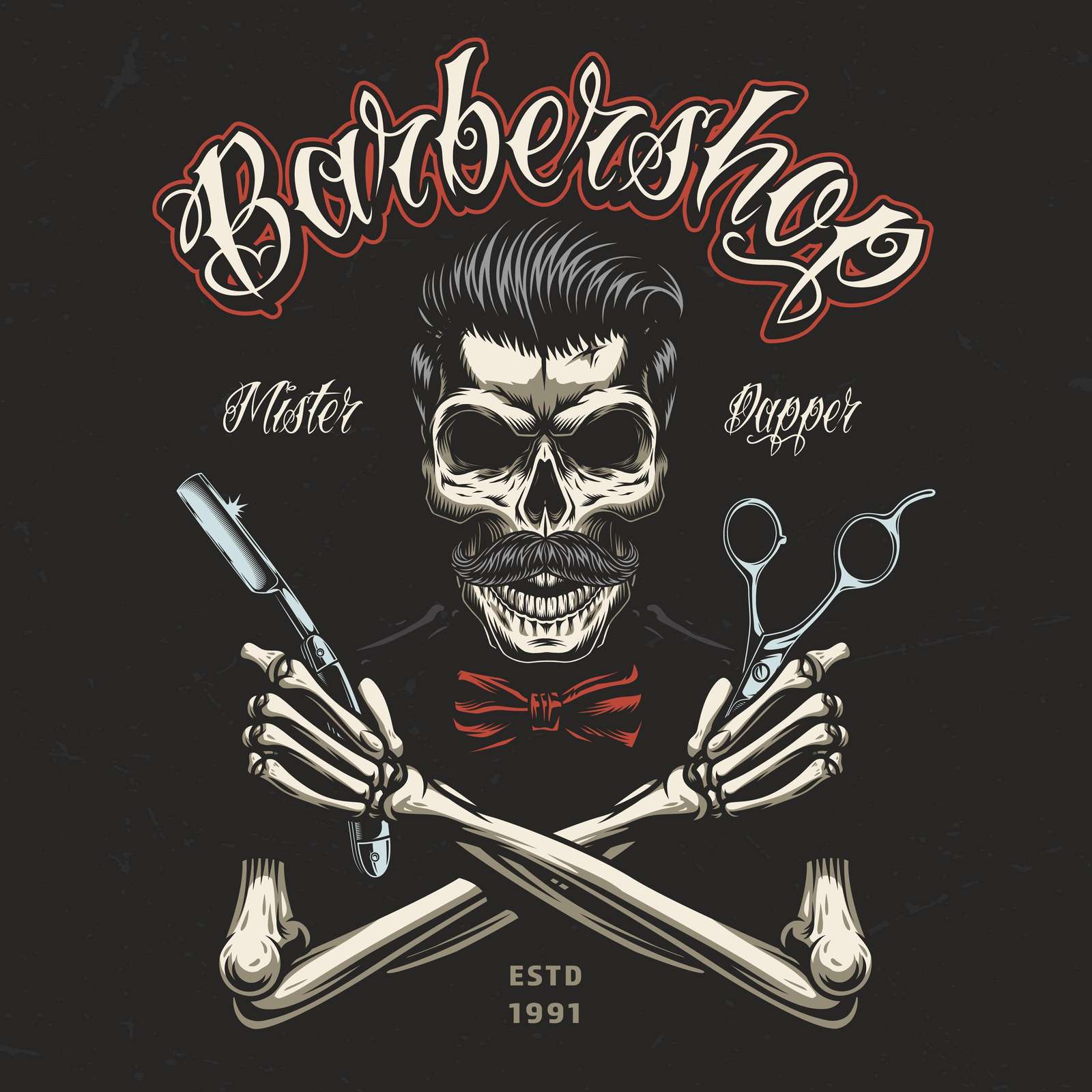 Barber Skull Dapper Gent Wall Art