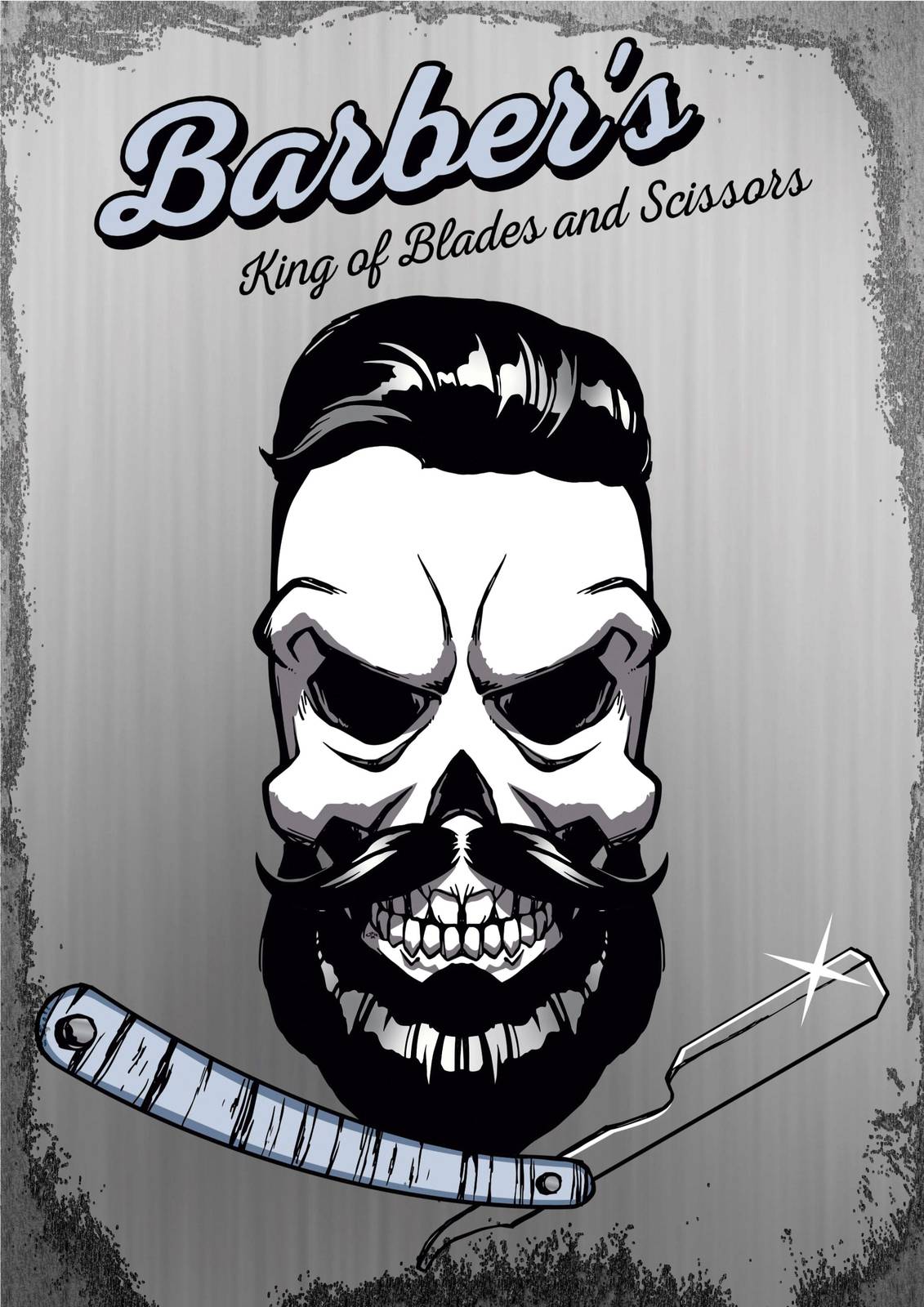 Skull Barber King Wall Art for Barbershops