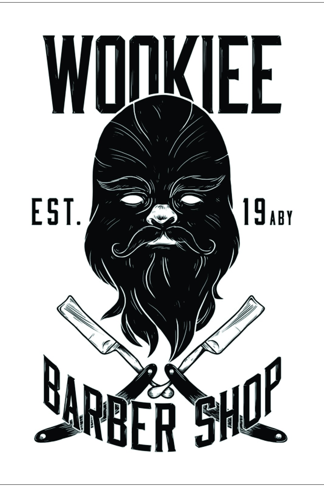 Wookie Barber Shop Vintage Star Wars Wall Art