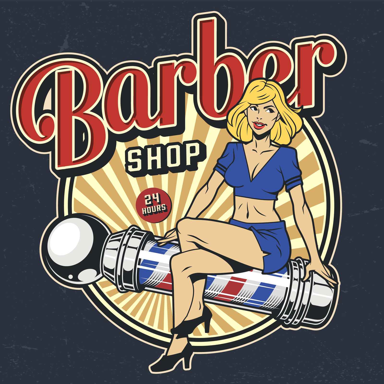Retro Barber Pin-Up Girl Wall Art