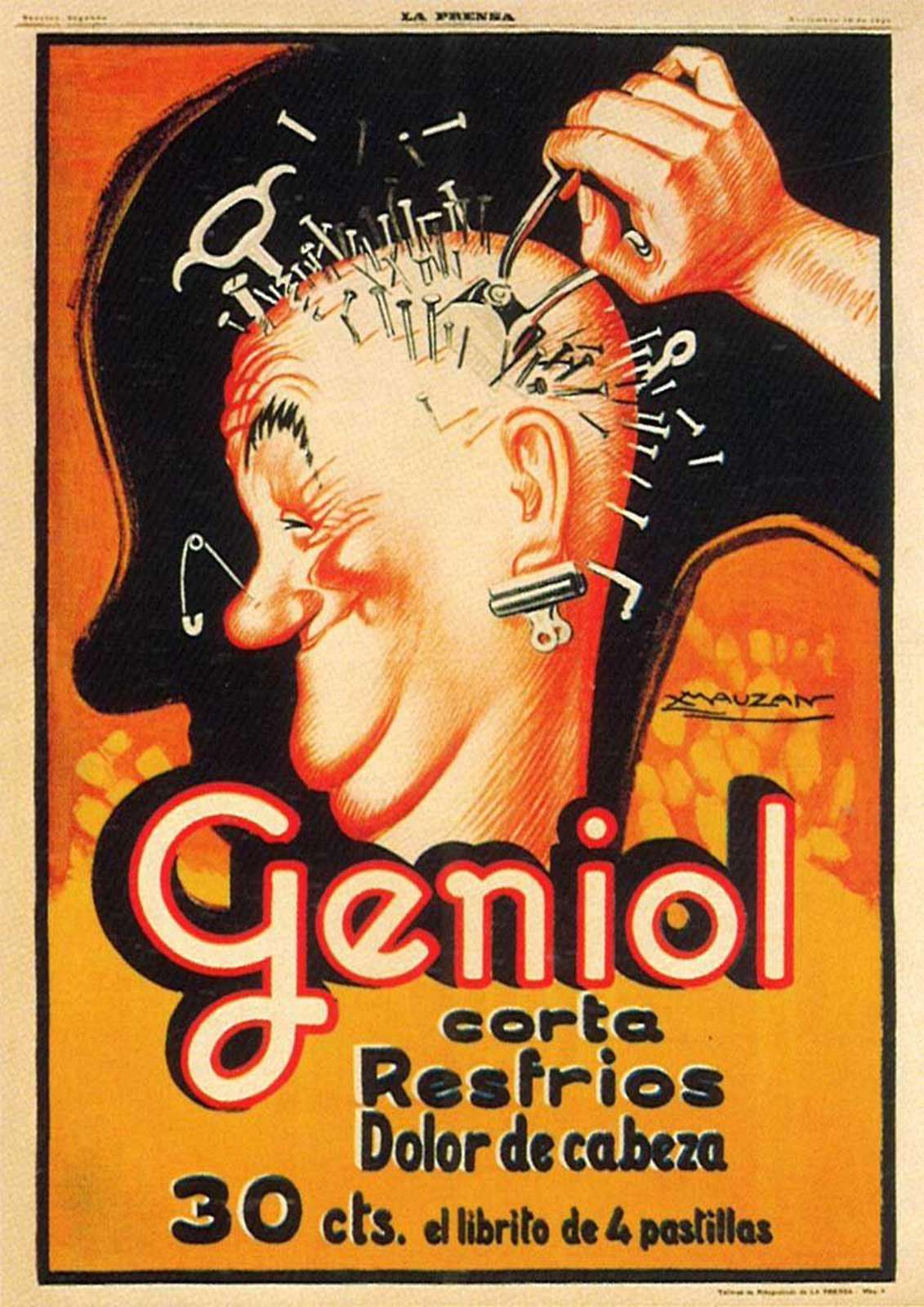 Vintage Headache Relief Poster Wall Art