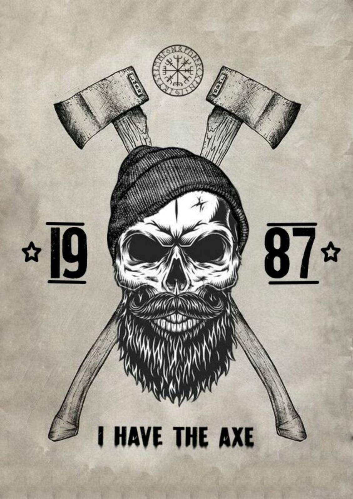 Viking Skull Axe '1987' Wall Art