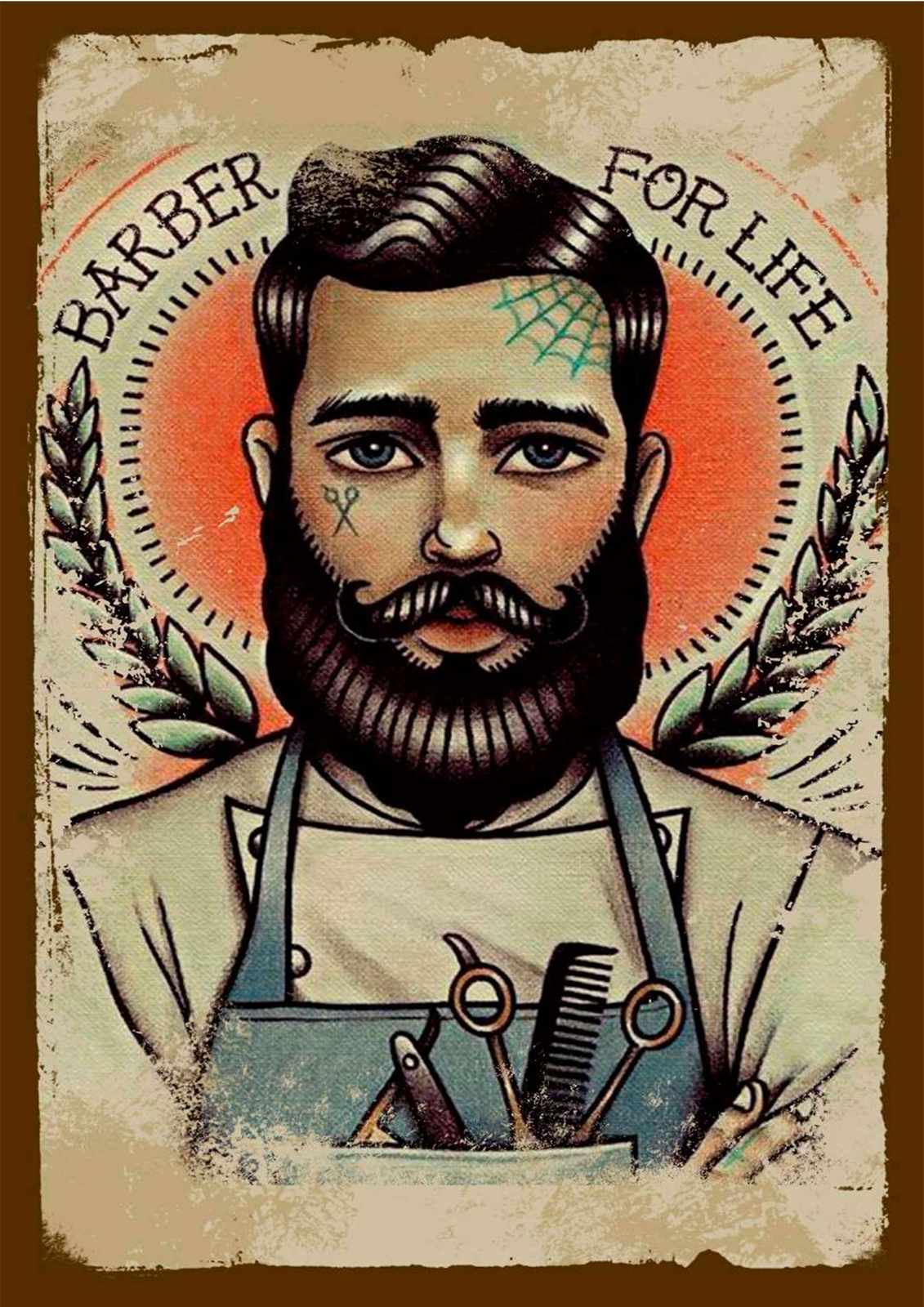Vintage Barber "For Life" Wall Art