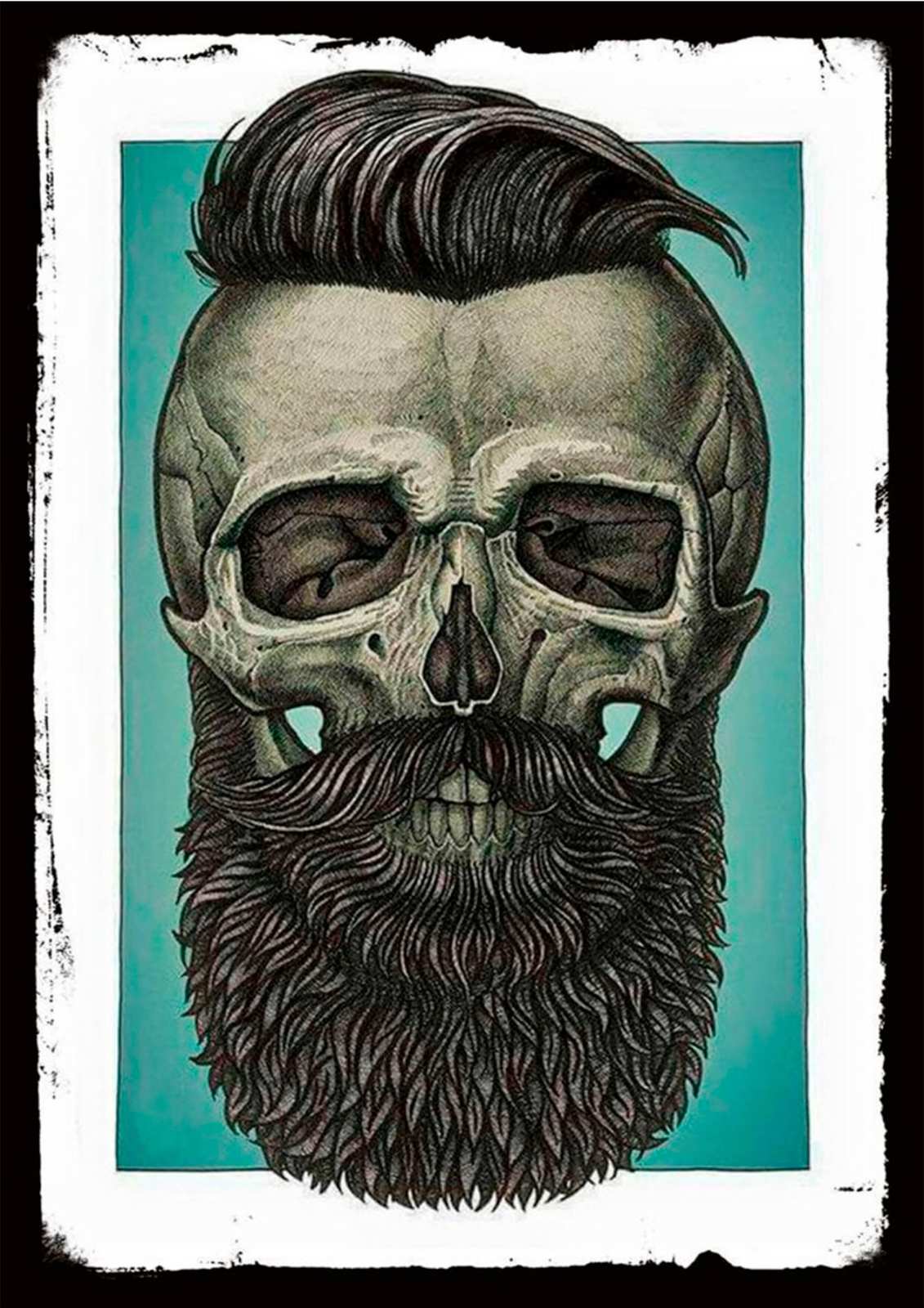 Urban Skull Beard Hairstyle Wall Art