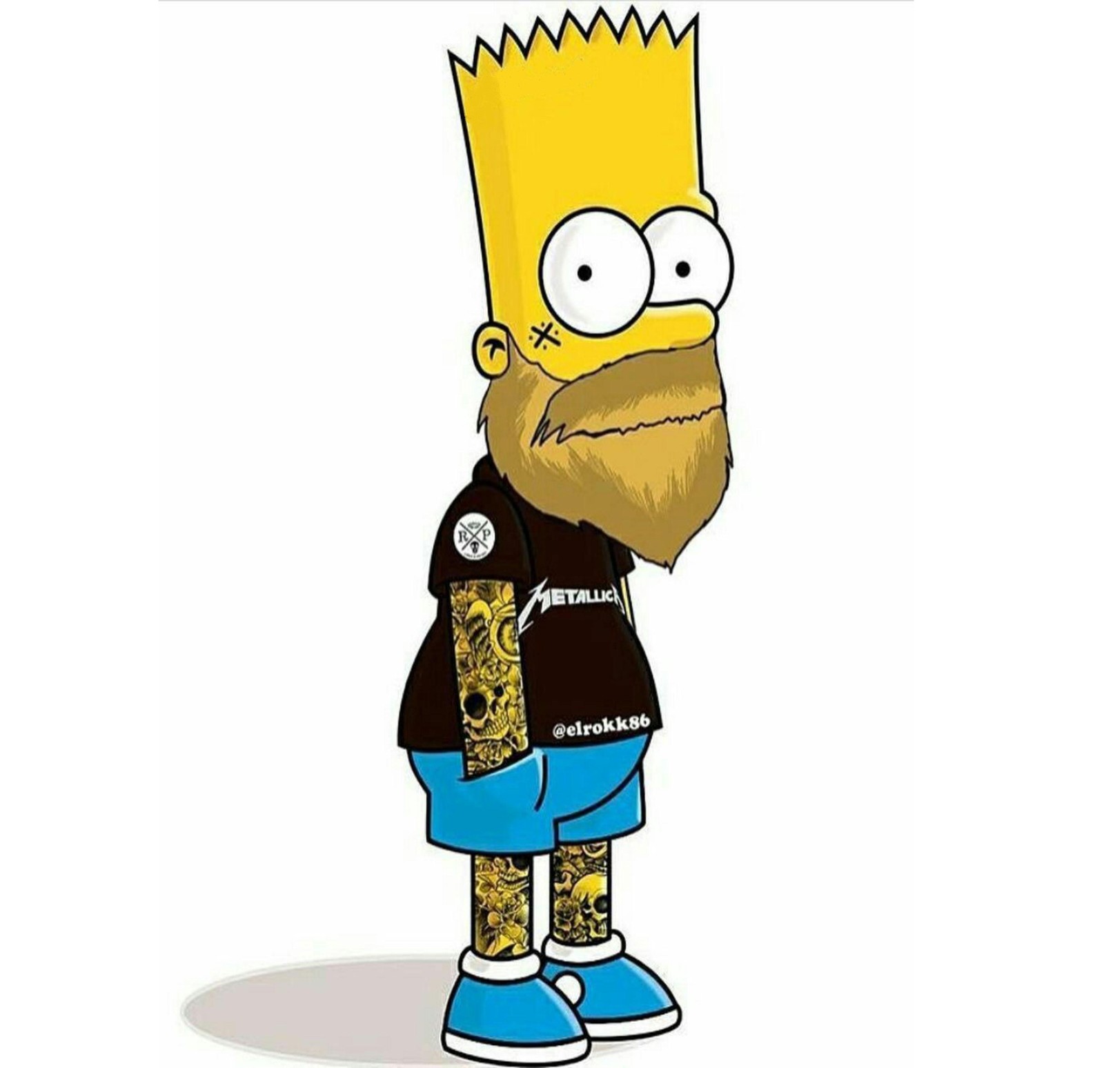 Bart Simpson Tattooed & Bearded Wall Art