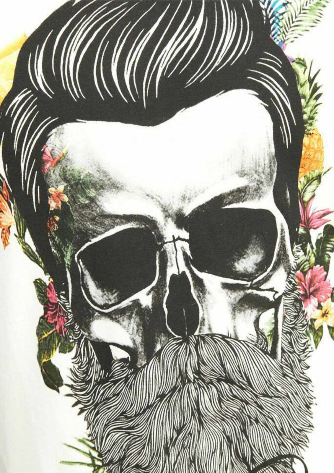 Edgy Skull Tropical Floral Wall Art