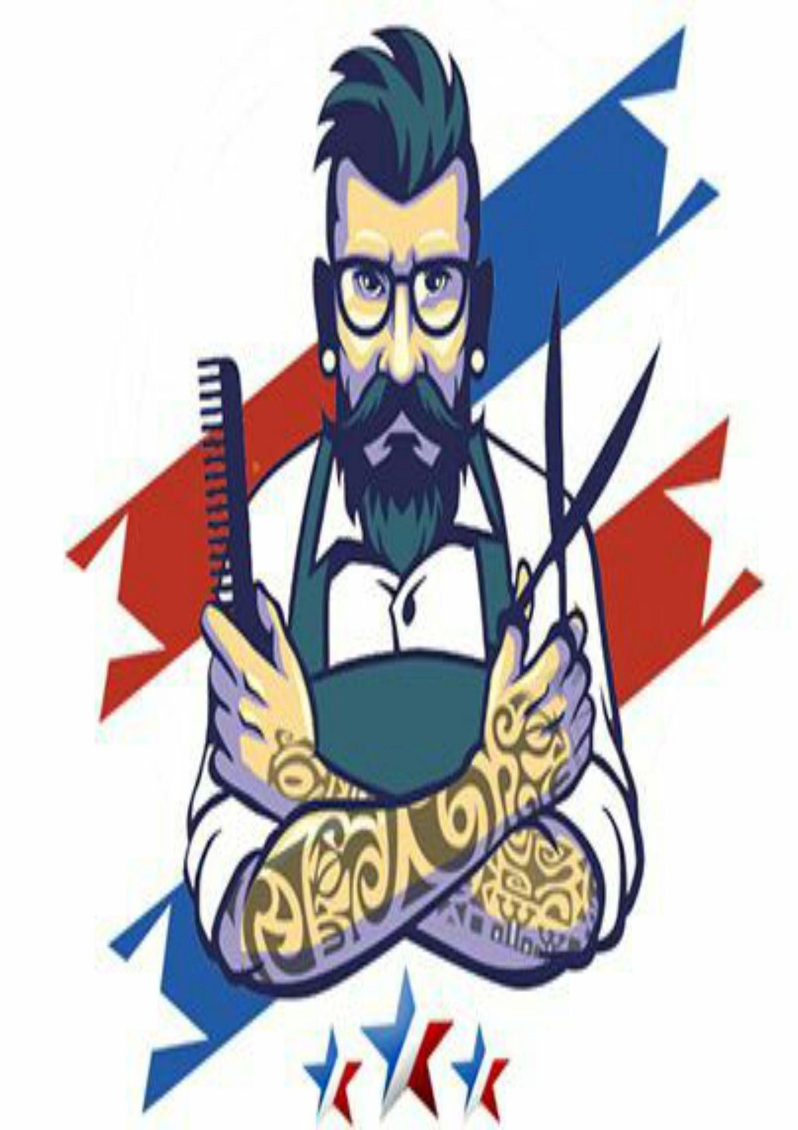 Retro Barber with Scissors Wall Art