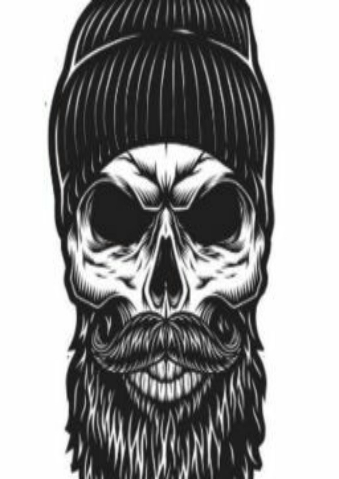 Gothic Skull Beard Moustache Beanie Wall Art