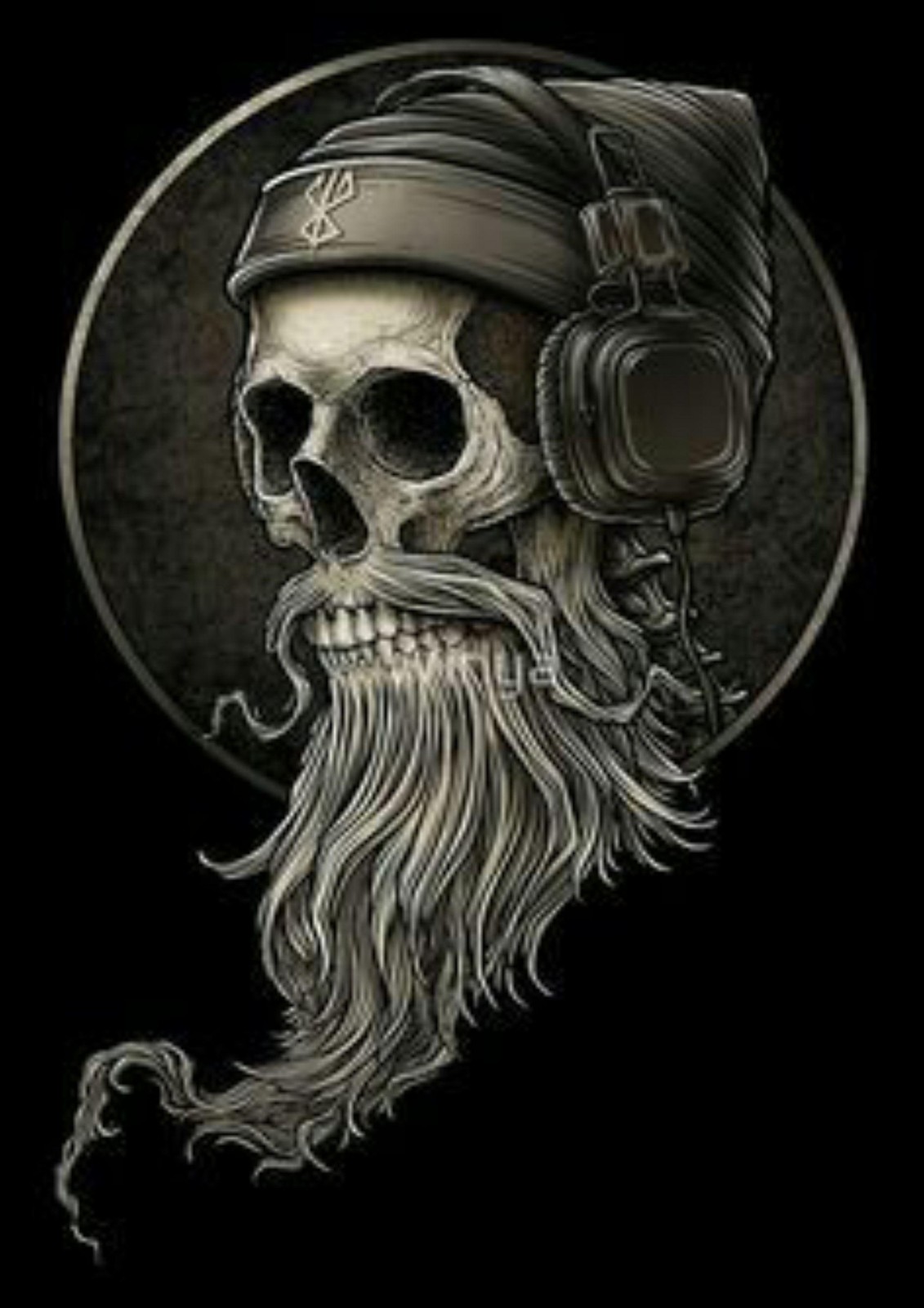 Bearded Skull Headphones Wall Art
