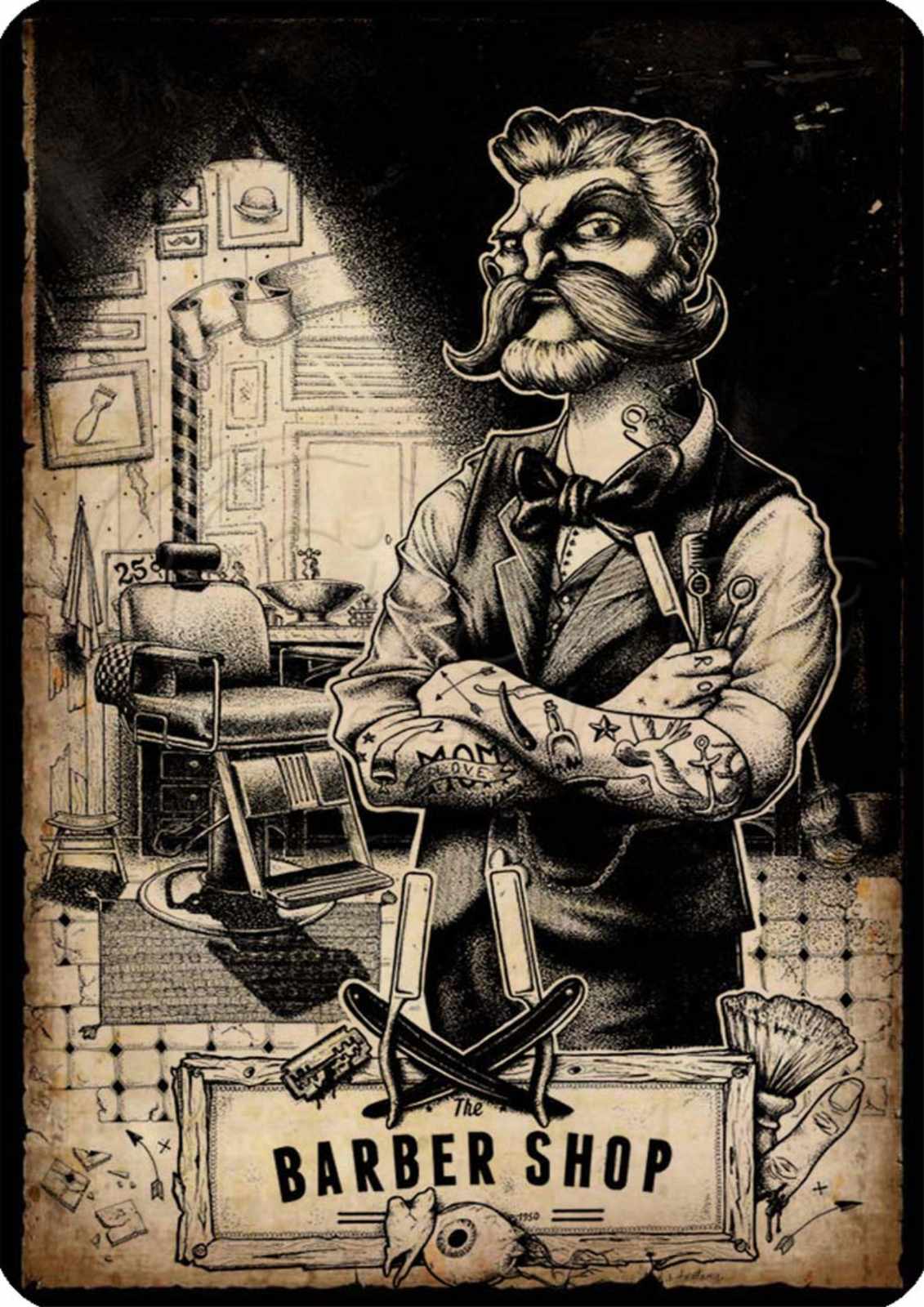 Vintage Barber Shop Art Wall Art