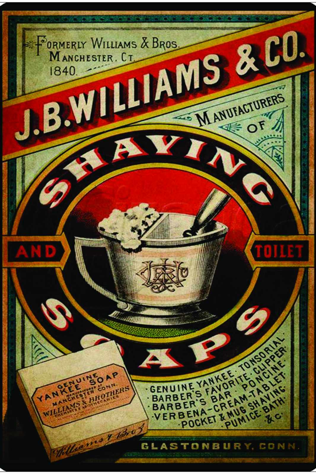 Vintage J.B. Williams Shaving & Toilet Soaps Wall Art