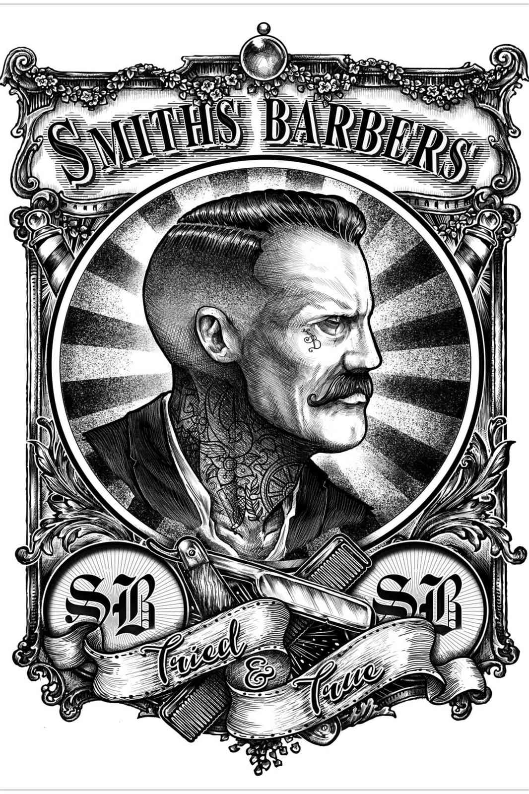 Vintage Barber Portrait "Tried & True" Wall Art