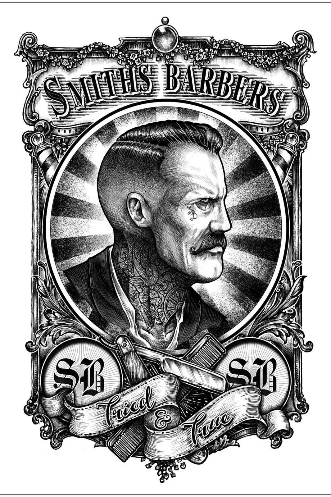 Vintage Barber Portrait Wall Art