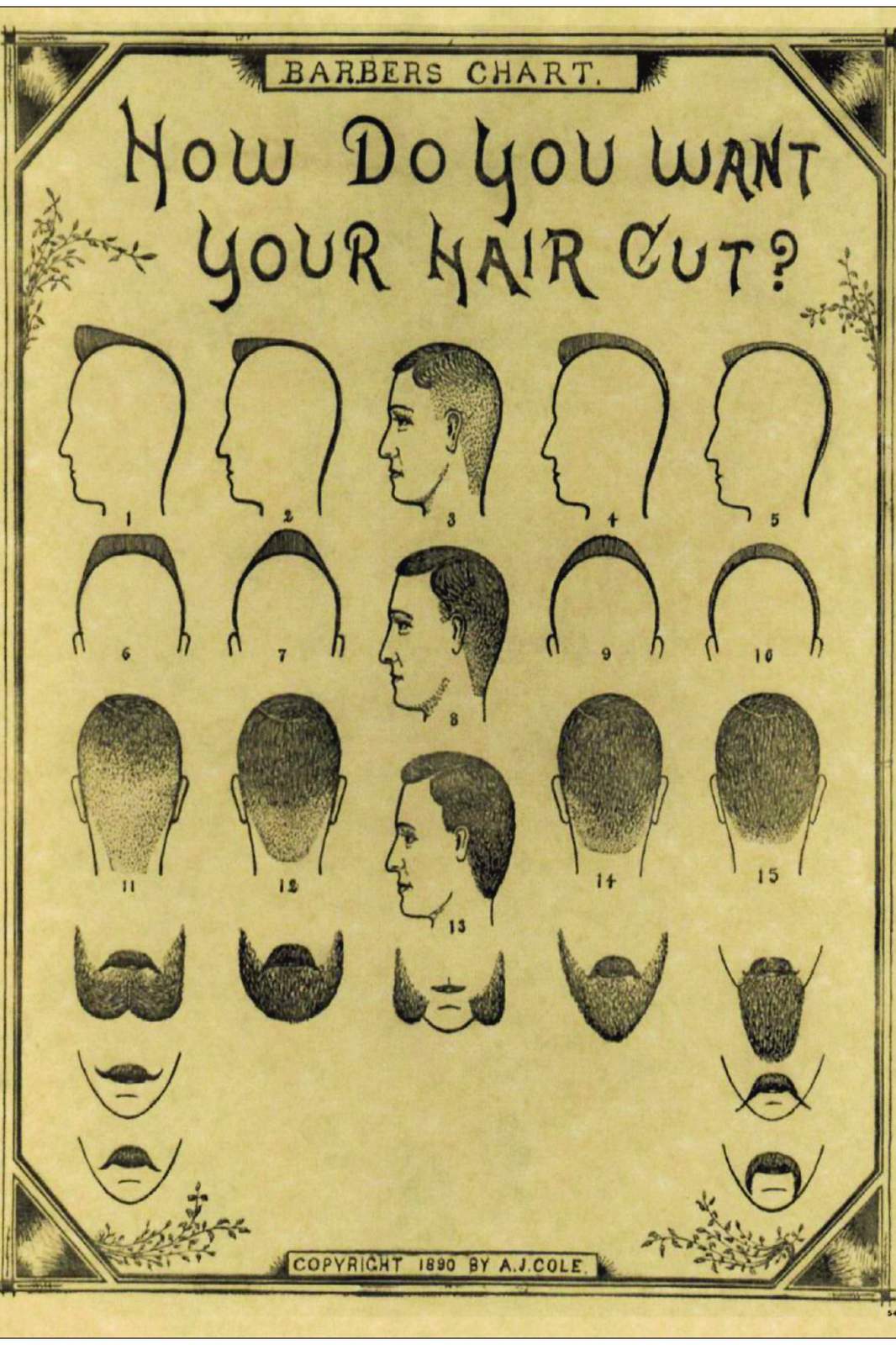 Vintage Barbers Chart Wall Art