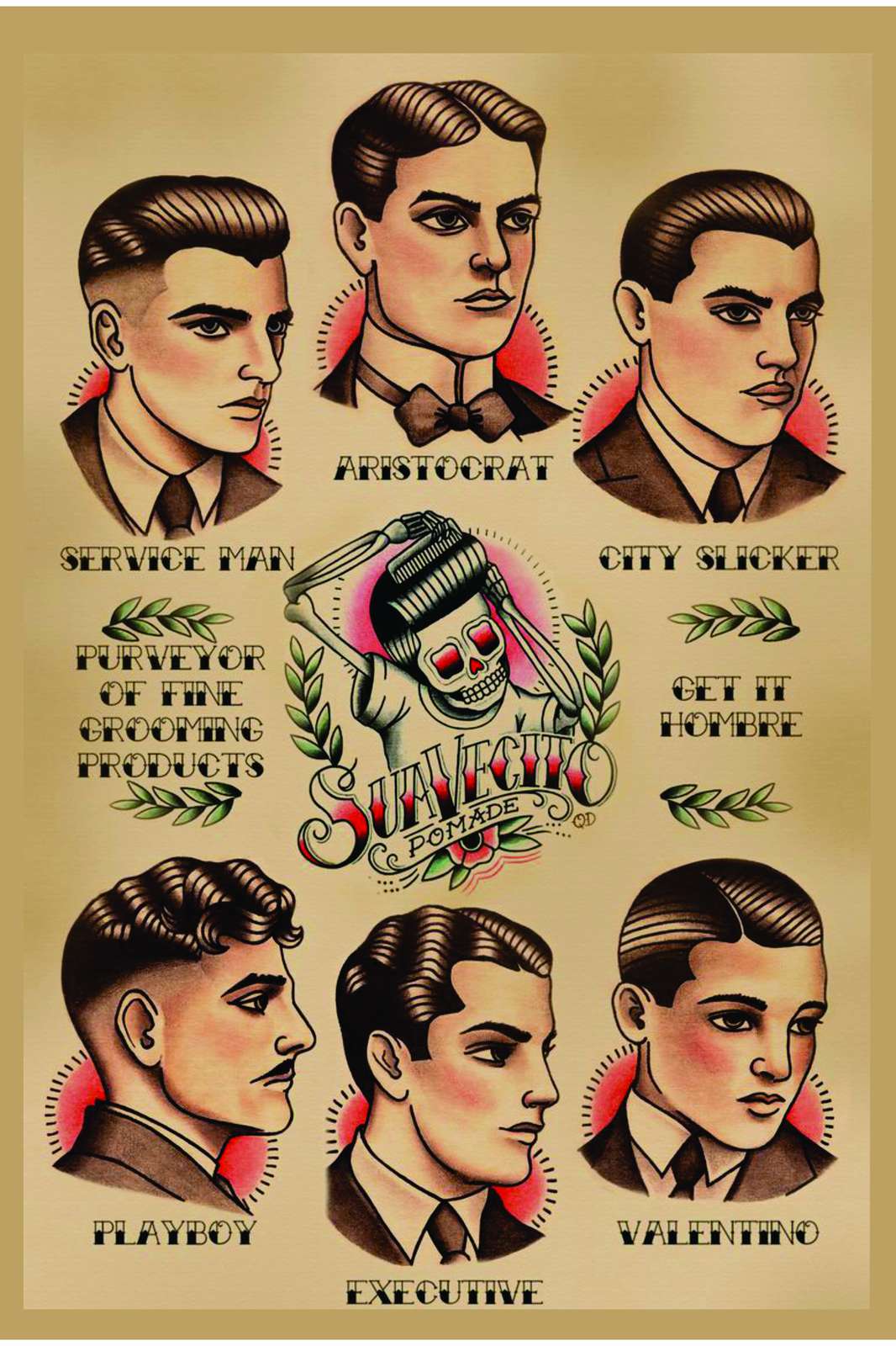 Vintage Grooming Styles Wall Art