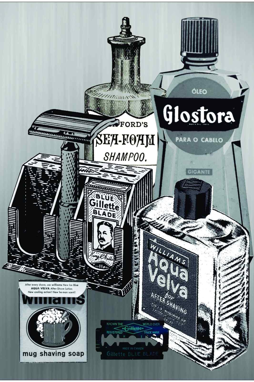 Vintage Grooming Essentials Wall Art