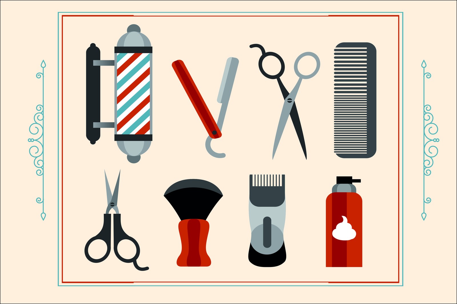Barber Shop Essentials Vintage Style Wall Art
