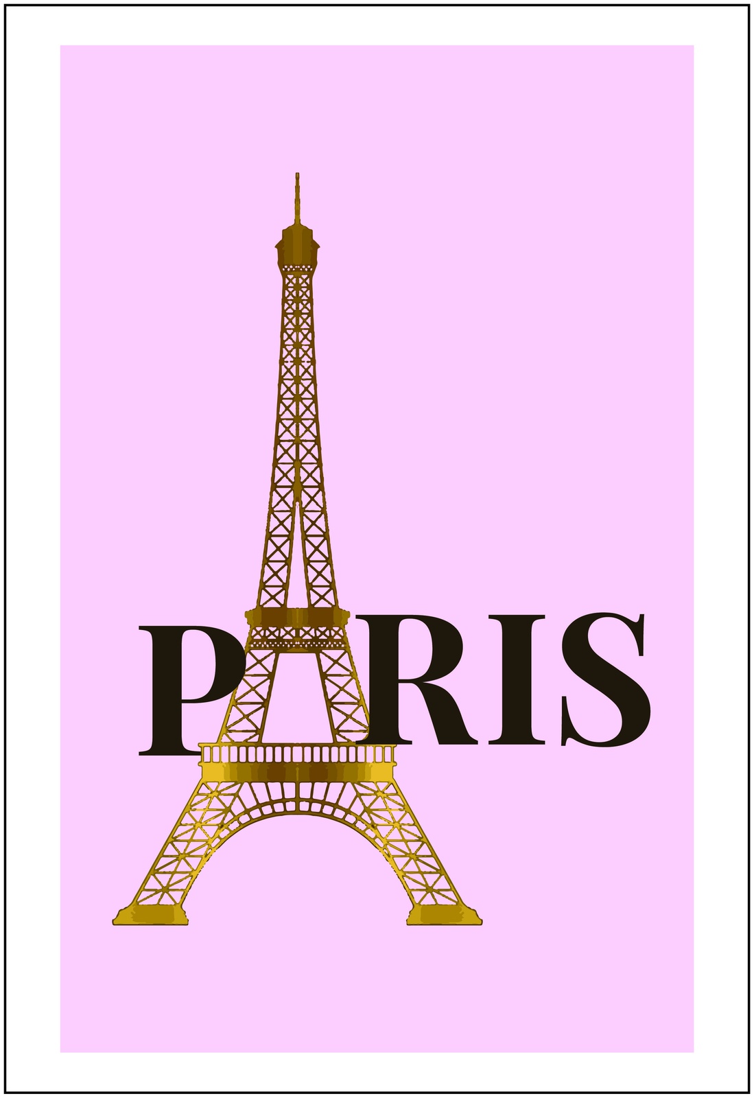 Chic Eiffel Tower Paris Typography Wall Art