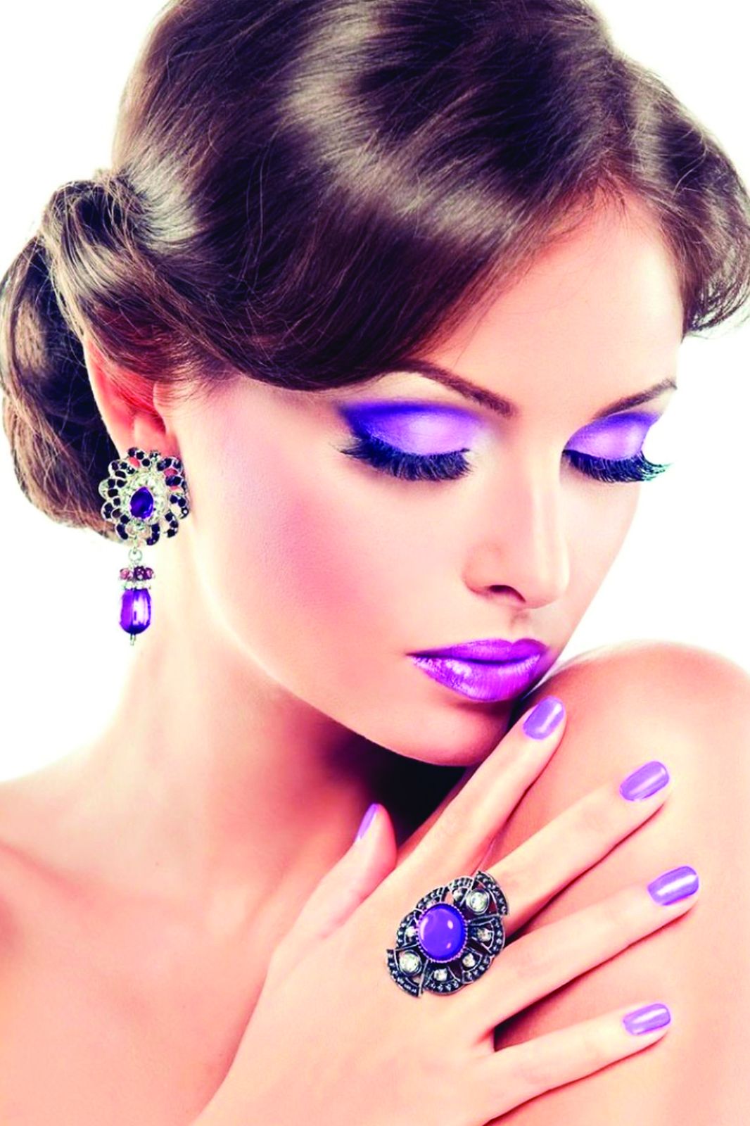 Glamorous Purple Makeup Woman Wall Art