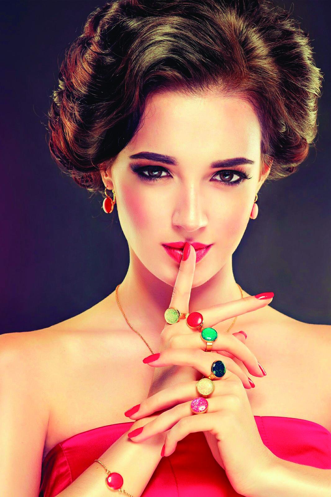 Glamorous Woman Portrait Luxury Jewelry Wall Art