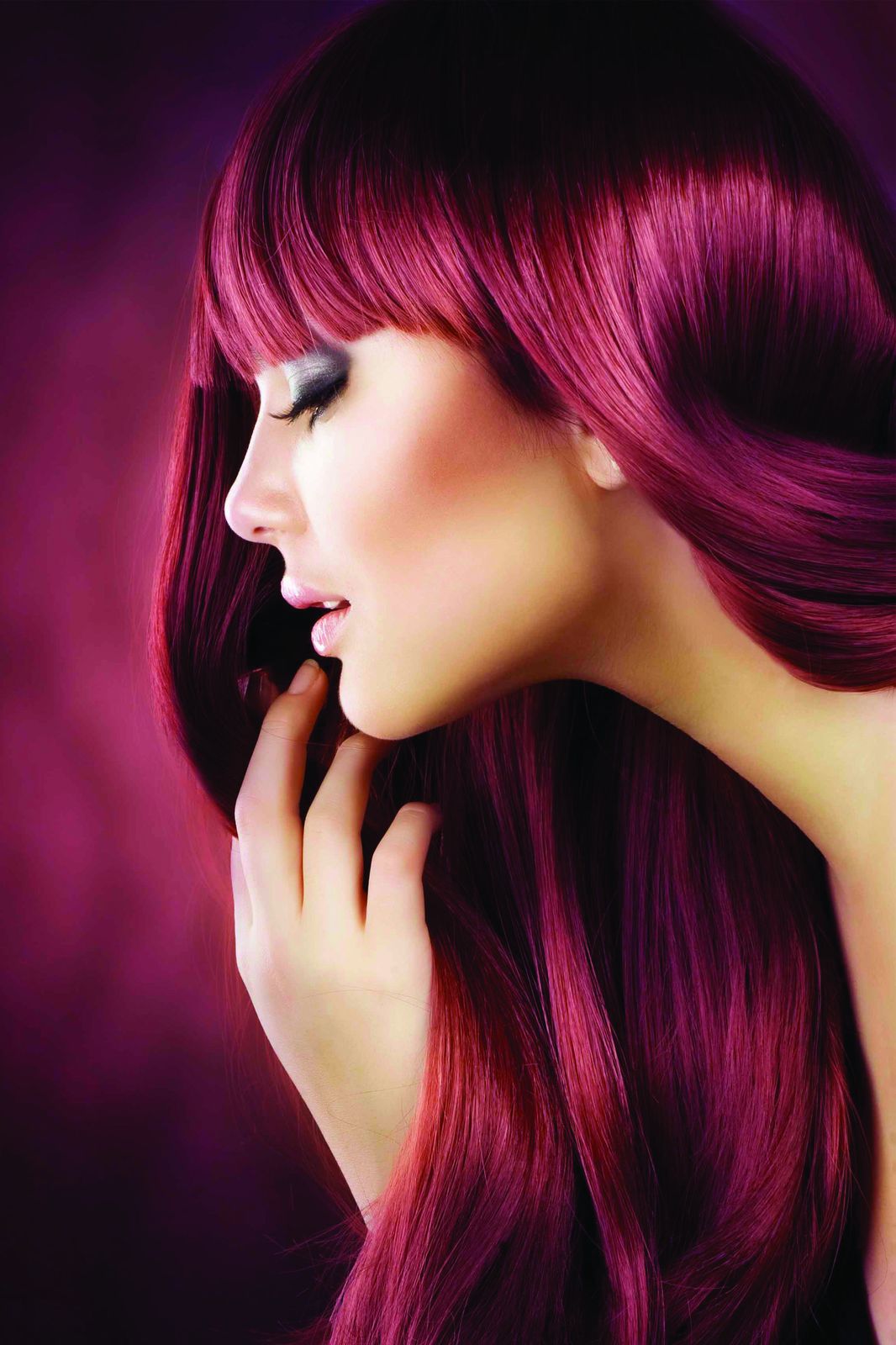 Glamorous Magenta Hair Woman Portrait Wall Art