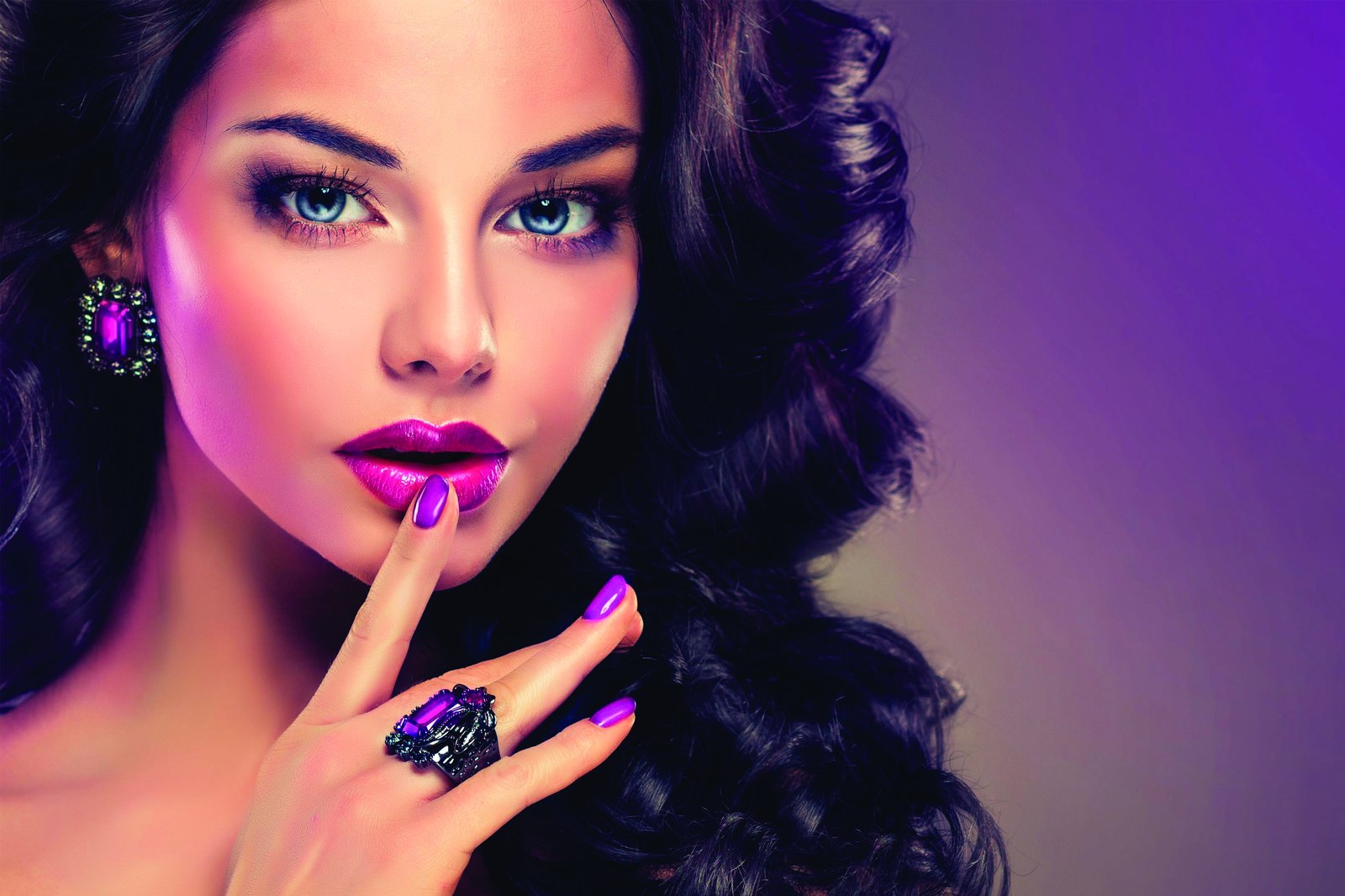 Glamorous Woman Purple Jewel Wall Art