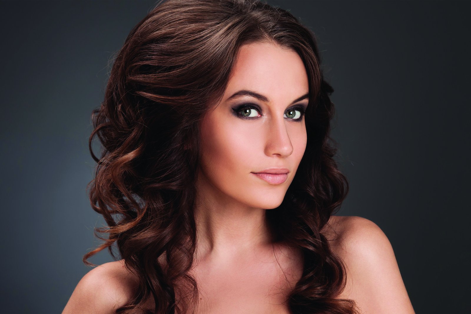 Stunning Woman Portrait Dark Brown Hair Wall Art