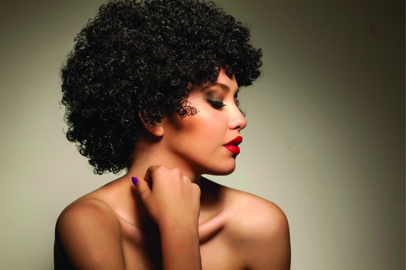 Bold Red Lips Afro Woman Wall Art
