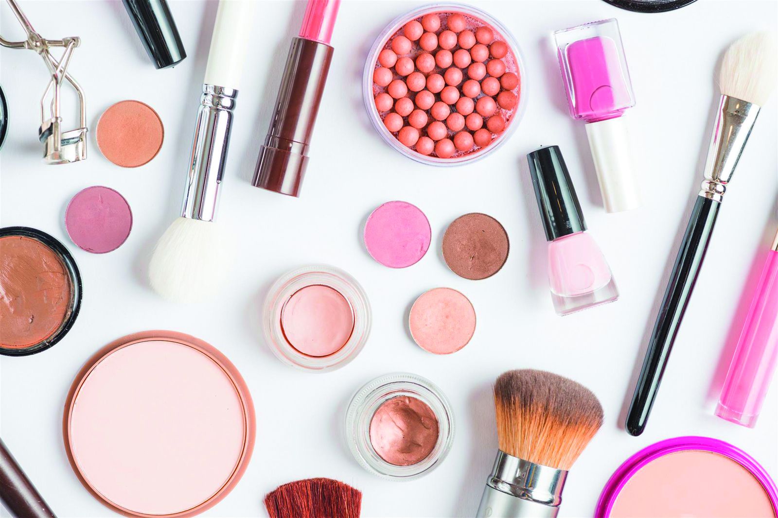 Chic Makeup Essentials Flat Lay Wall Art