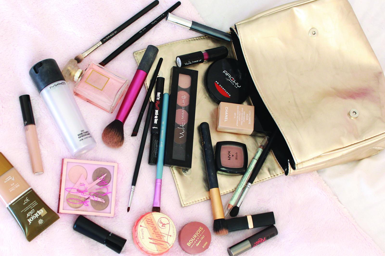 Glamorous Makeup Essentials Gold Wall Art
