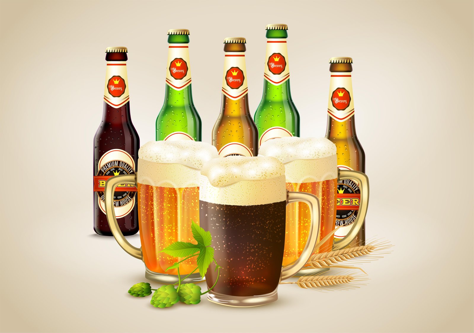 Brewery Refreshment Beer & Hops Wall Art