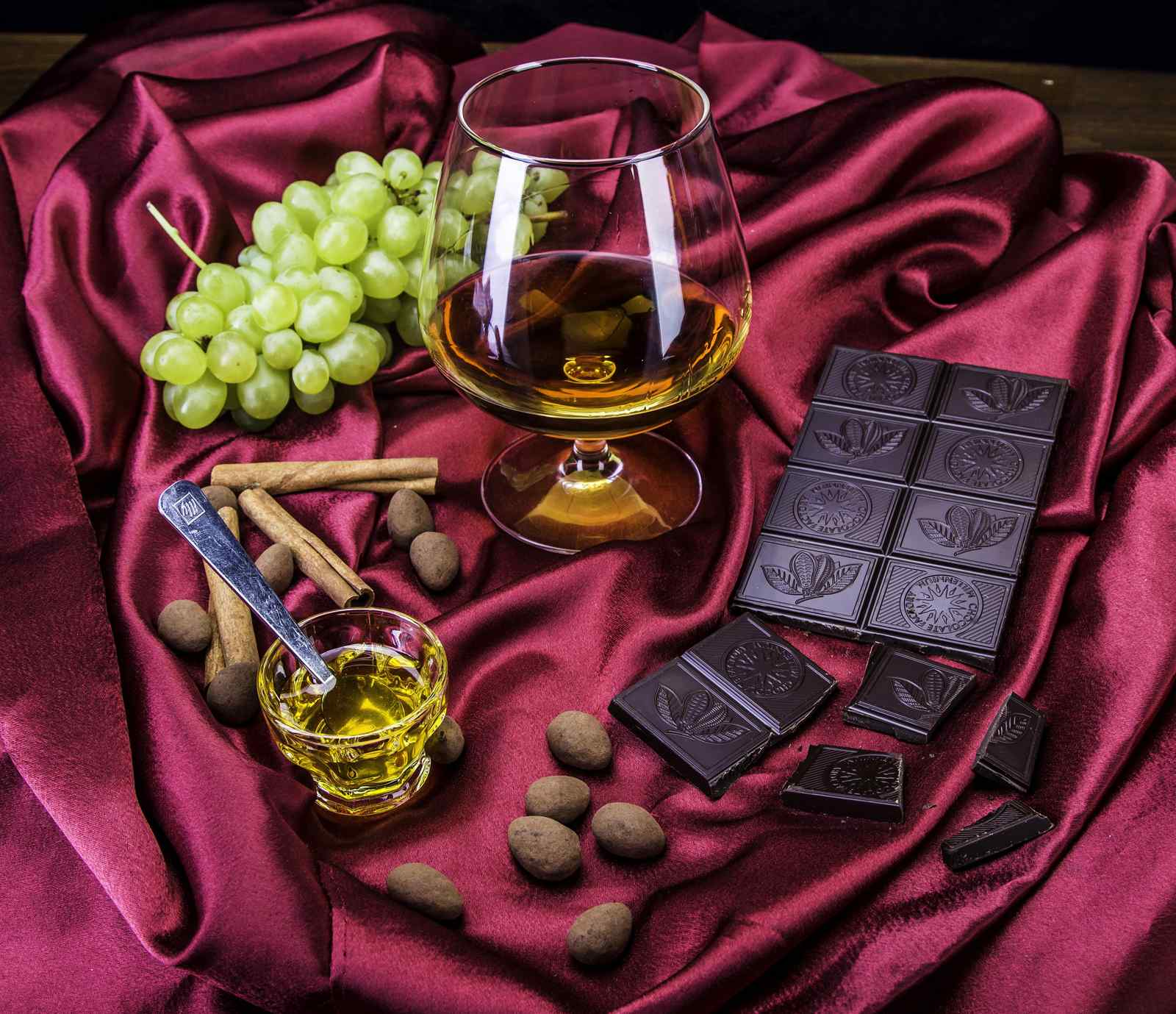 Gourmet Indulgence: Brandy, Chocolate & Grapes Wall Art
