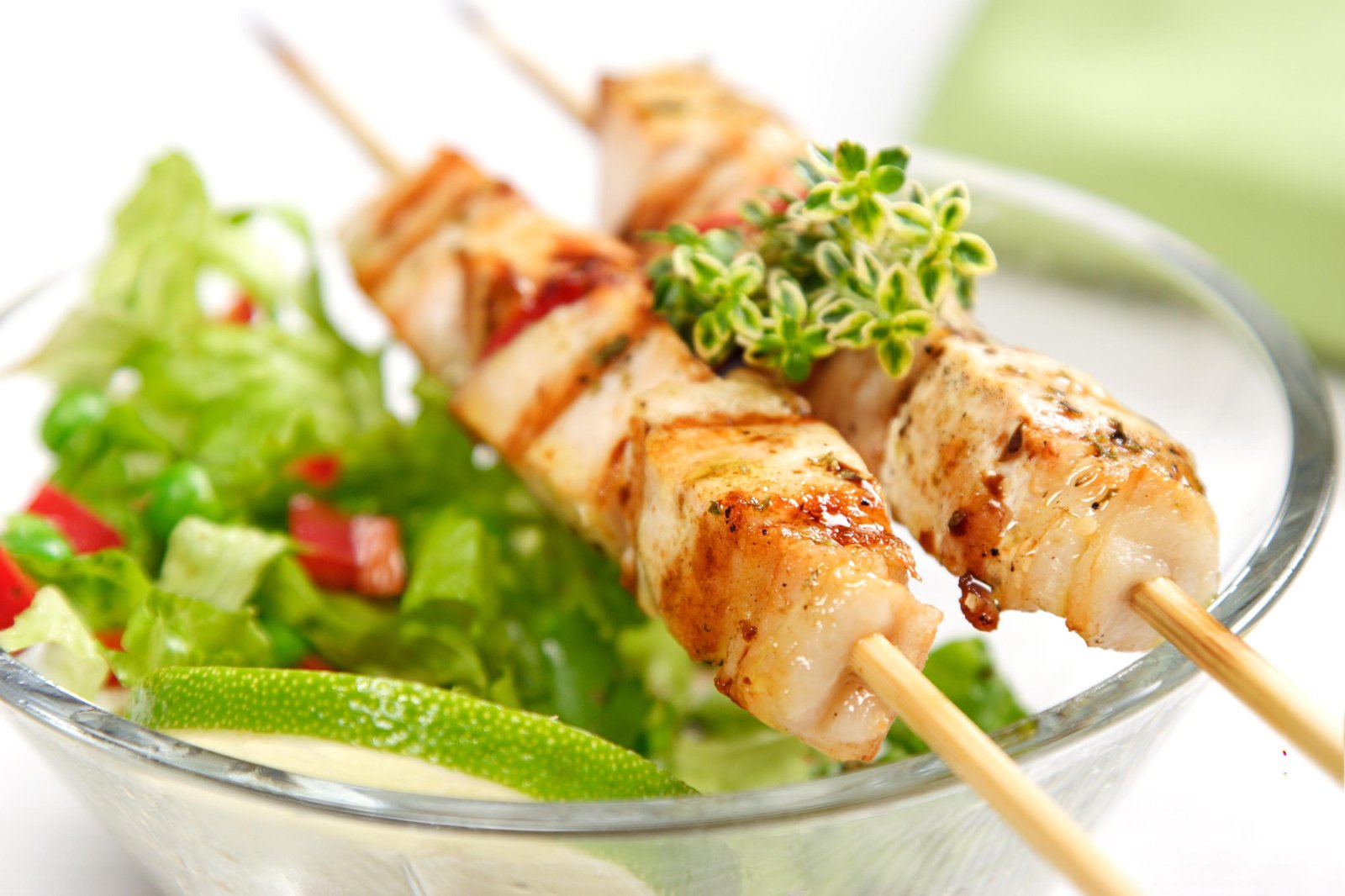 Grilled Chicken Skewers Fresh Salad Wall Art