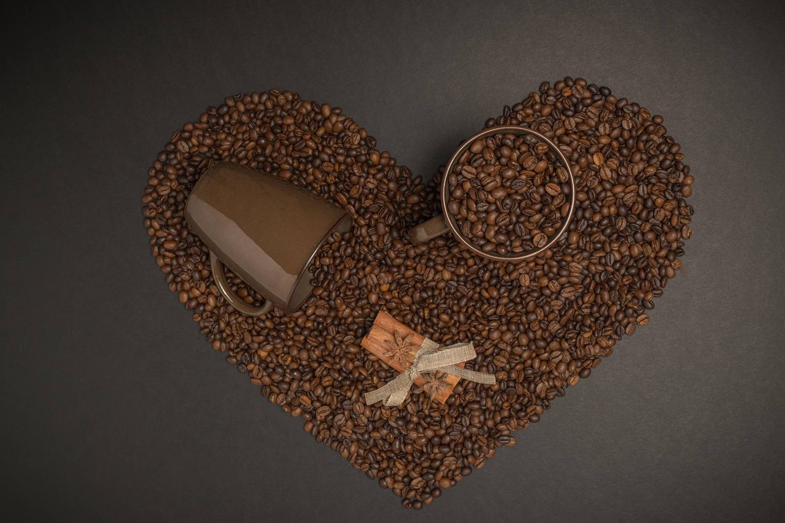 Heart of Coffee Beans & Mug Wall Art