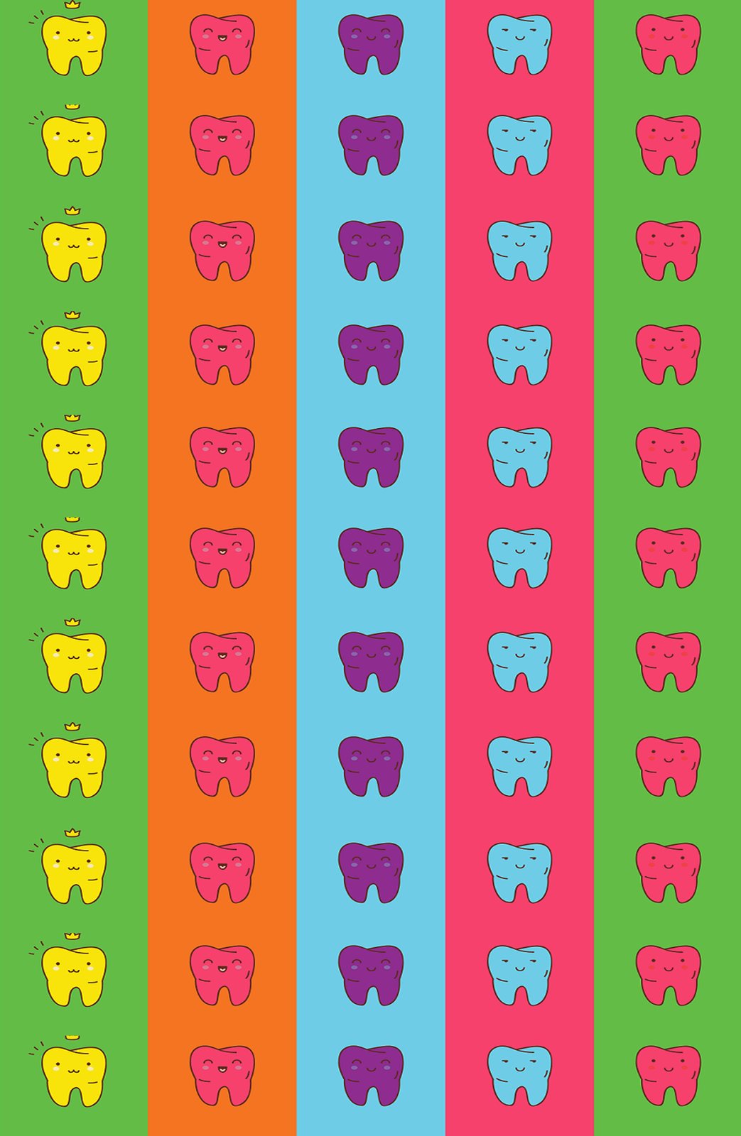 Kawaii Happy Teeth Stripes Wall Art